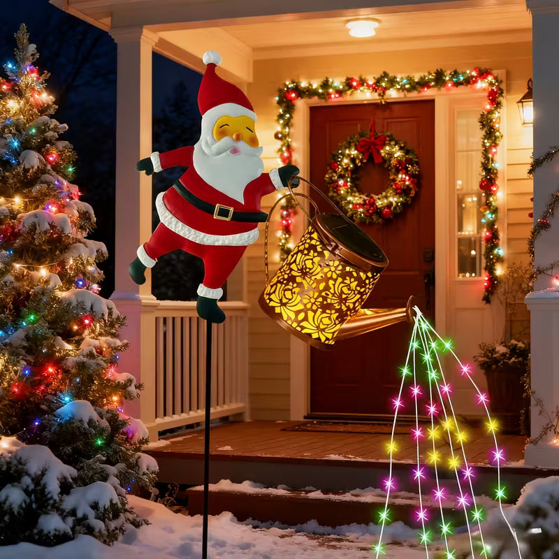Solar grounding Santa Lawn Decor with Lanterns - Light Up Your Christmas Yard!