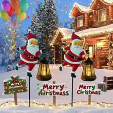 Solar grounding Santa Lawn Decor with Lanterns - Light Up Your Christmas Yard!