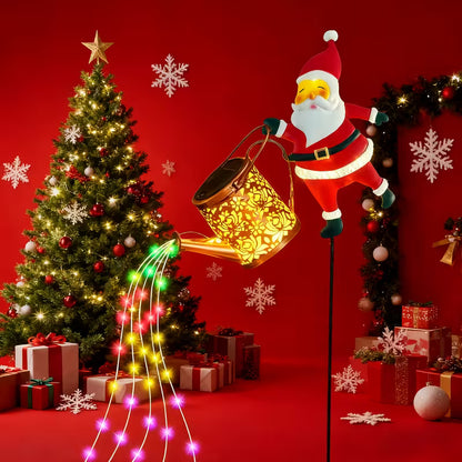 Solar grounding Santa Lawn Decor with Lanterns - Light Up Your Christmas Yard!