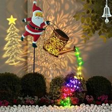 Solar grounding Santa Lawn Decor with Lanterns - Light Up Your Christmas Yard!