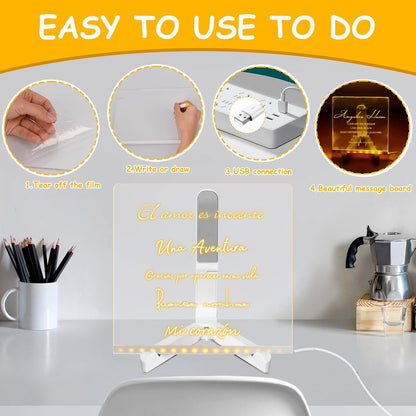 🎁TAILEDEN Creative Rewritable Acrylic LED Message Board 🎨 (set come with 7 Pens)