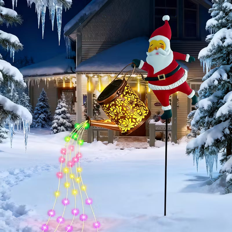 Solar grounding Santa Lawn Decor with Lanterns - Light Up Your Christmas Yard!