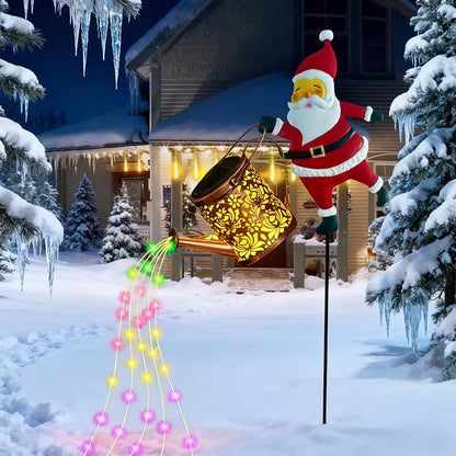 Solar grounding Santa Lawn Decor with Lanterns - Light Up Your Christmas Yard!