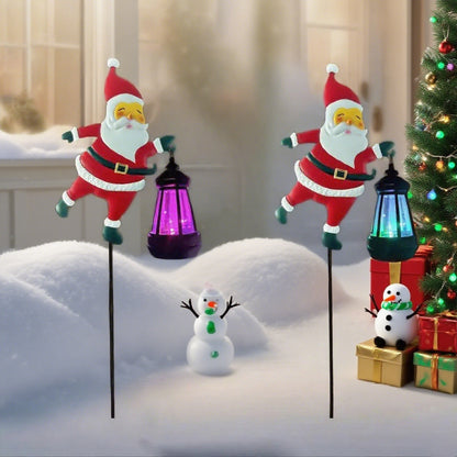 Solar grounding Santa Lawn Decor with Lanterns - Light Up Your Christmas Yard!