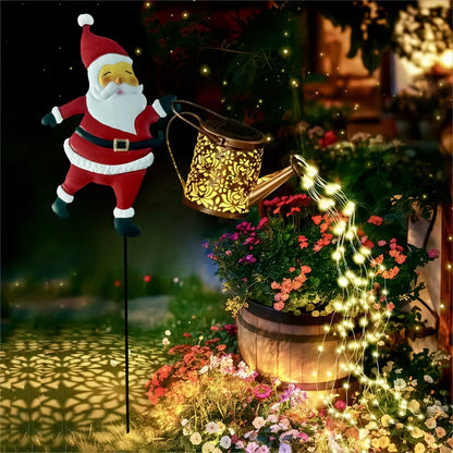 Solar grounding Santa Lawn Decor with Lanterns - Light Up Your Christmas Yard!