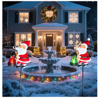 Solar grounding Santa Lawn Decor with Lanterns - Light Up Your Christmas Yard!