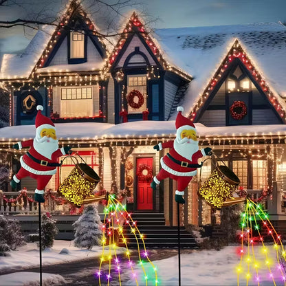 Solar grounding Santa Lawn Decor with Lanterns - Light Up Your Christmas Yard!