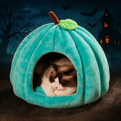 TAILEDEN Spooky Pumpkin Cat Cave – Cozy Halloween Nest for Cats & Small Dogs