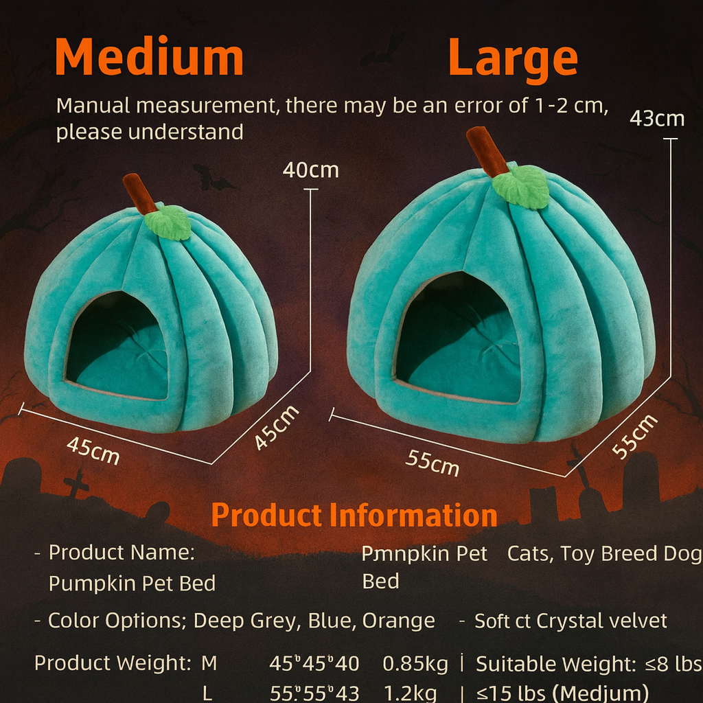TAILEDEN Spooky Pumpkin Cat Cave – Cozy Halloween Nest for Cats & Small Dogs