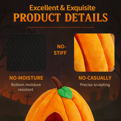 TAILEDEN Spooky Pumpkin Cat Cave – Cozy Halloween Nest for Cats & Small Dogs