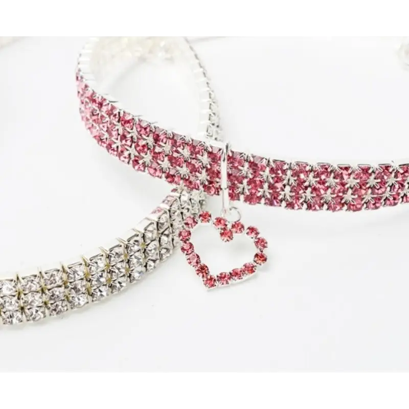 TAILEDEN New Cat Dog Collar Three Row Elastic Rhinestone Pet Collars Love Decoration Necklace Puppy Kitten Ornament Pets Supplies