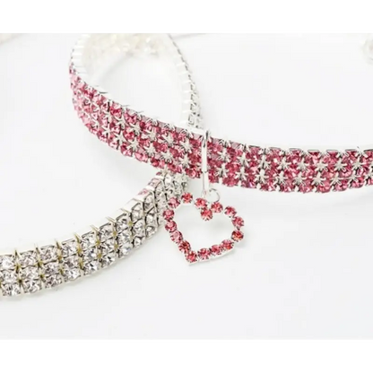 TAILEDEN New Cat Dog Collar Three Row Elastic Rhinestone Pet Collars Love Decoration Necklace Puppy Kitten Ornament Pets Supplies