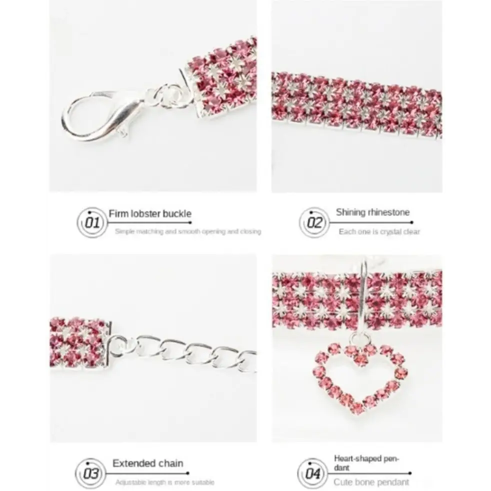 TAILEDEN New Cat Dog Collar Three Row Elastic Rhinestone Pet Collars Love Decoration Necklace Puppy Kitten Ornament Pets Supplies