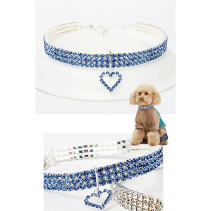 TAILEDEN New Cat Dog Collar Three Row Elastic Rhinestone Pet Collars Love Decoration Necklace Puppy Kitten Ornament Pets Supplies