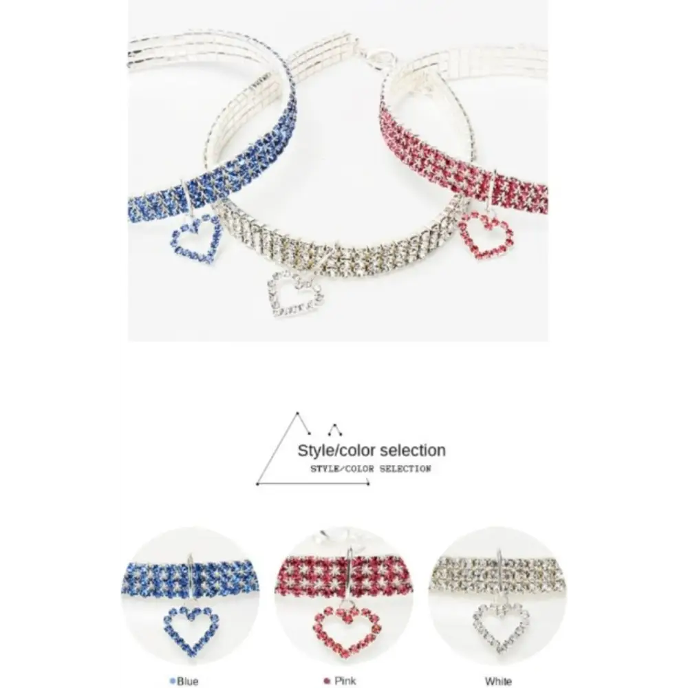 TAILEDEN New Cat Dog Collar Three Row Elastic Rhinestone Pet Collars Love Decoration Necklace Puppy Kitten Ornament Pets Supplies