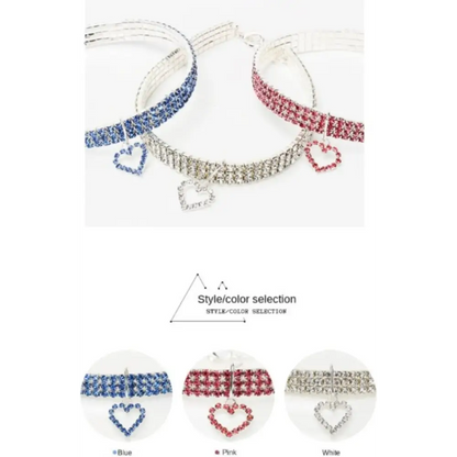 TAILEDEN New Cat Dog Collar Three Row Elastic Rhinestone Pet Collars Love Decoration Necklace Puppy Kitten Ornament Pets Supplies