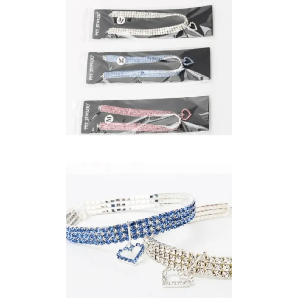 TAILEDEN New Cat Dog Collar Three Row Elastic Rhinestone Pet Collars Love Decoration Necklace Puppy Kitten Ornament Pets Supplies