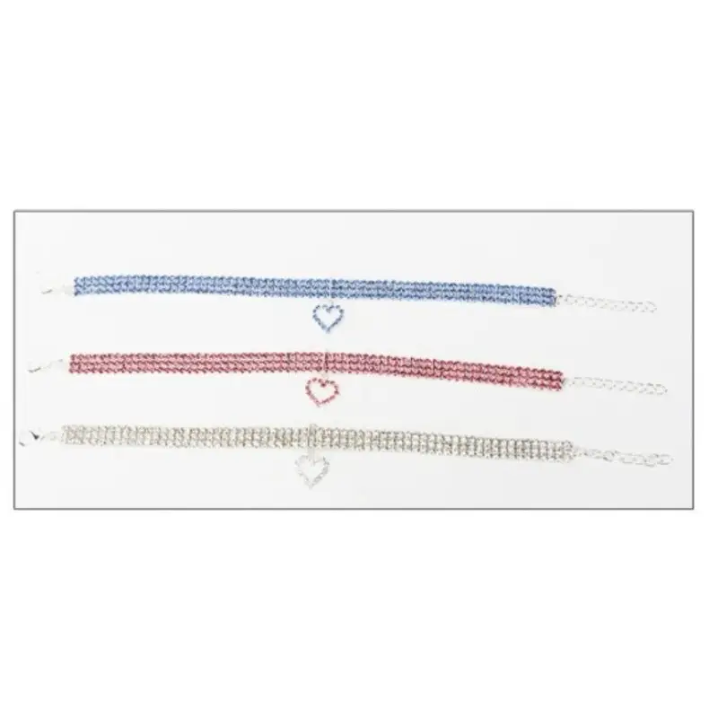 TAILEDEN New Cat Dog Collar Three Row Elastic Rhinestone Pet Collars Love Decoration Necklace Puppy Kitten Ornament Pets Supplies