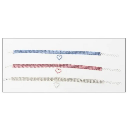 TAILEDEN New Cat Dog Collar Three Row Elastic Rhinestone Pet Collars Love Decoration Necklace Puppy Kitten Ornament Pets Supplies