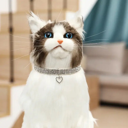 TAILEDEN New Cat Dog Collar Three Row Elastic Rhinestone Pet Collars Love Decoration Necklace Puppy Kitten Ornament Pets Supplies