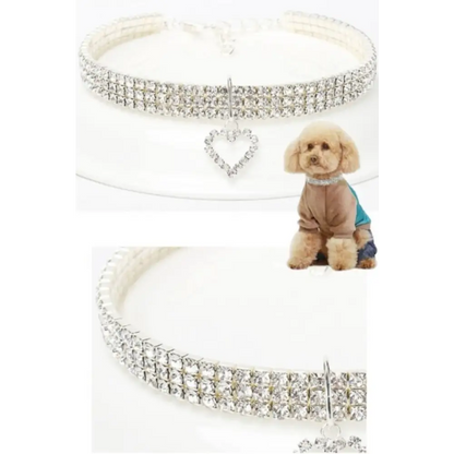 TAILEDEN New Cat Dog Collar Three Row Elastic Rhinestone Pet Collars Love Decoration Necklace Puppy Kitten Ornament Pets Supplies